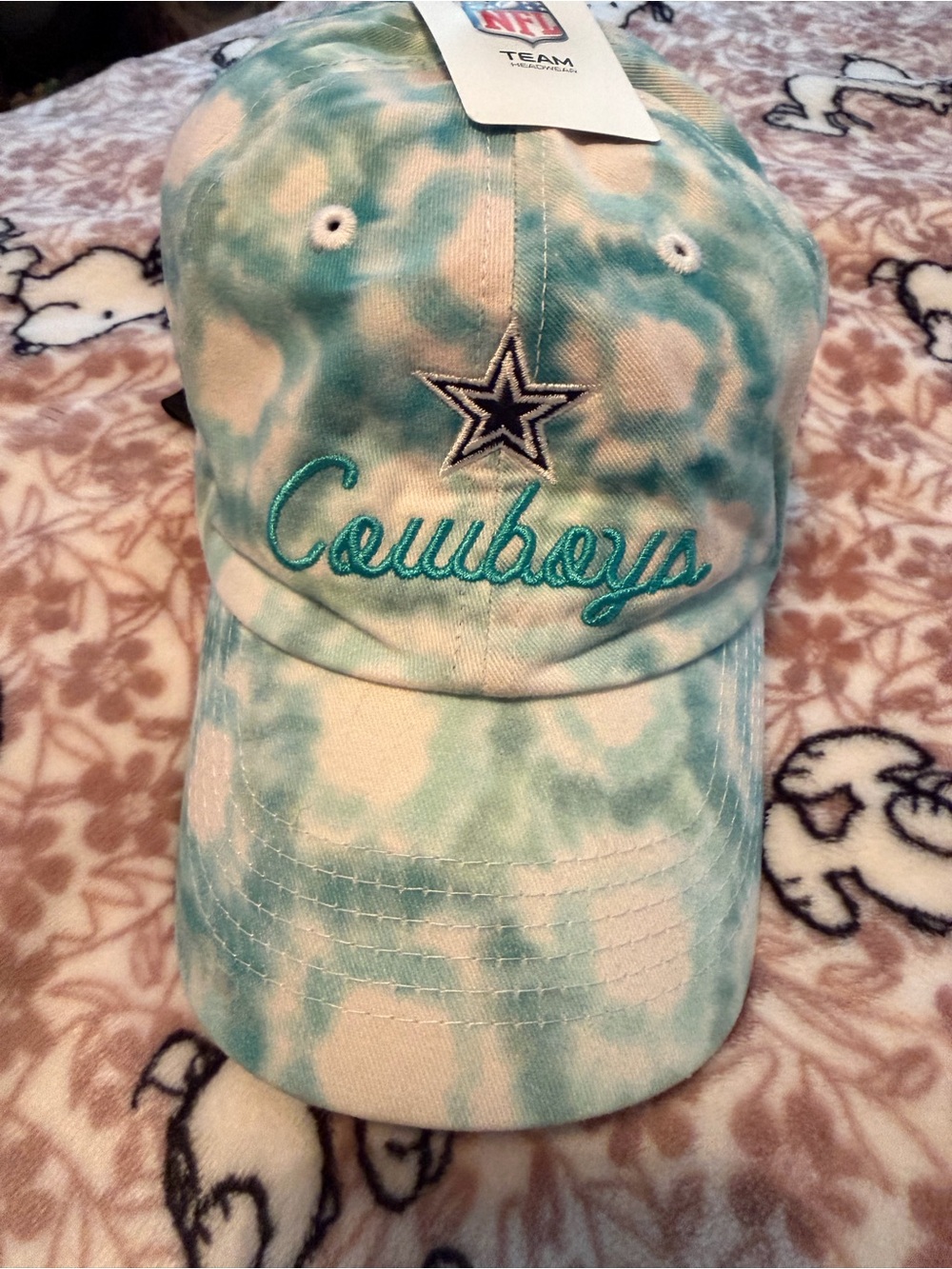 Cowboys Tie-Dye Cap in Teal and Cream
